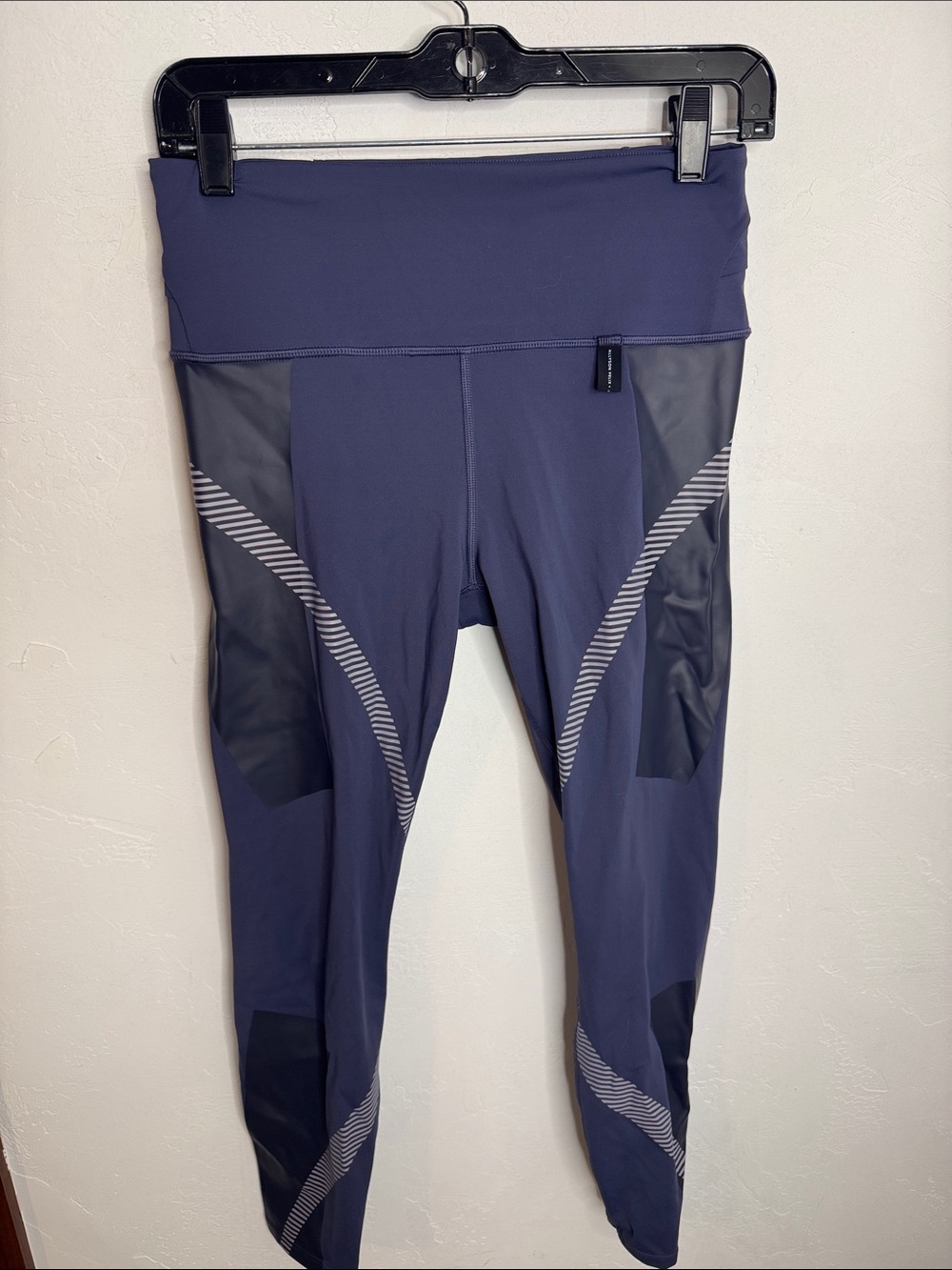 Athleta Navy Leggings with Charcoal Panel Accents